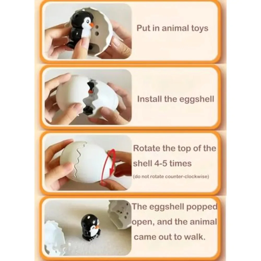 Wind Up Walking Duck Toy Hatching Egg Animal Model Assembly Fun Educational Creative Gift for Kids Boys Girls Early Learning Toy