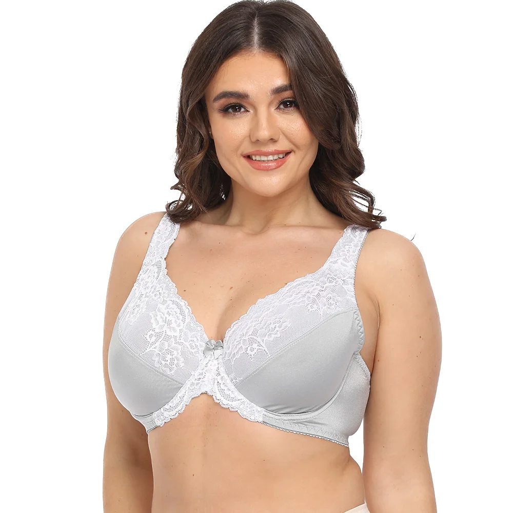 Plus Size Bra Woman Lace Lager Bosom Underwire Bras Sexy Lingerie 34 36 38 40 42 44 46 48 50 52 C D DD E F G H I Cup