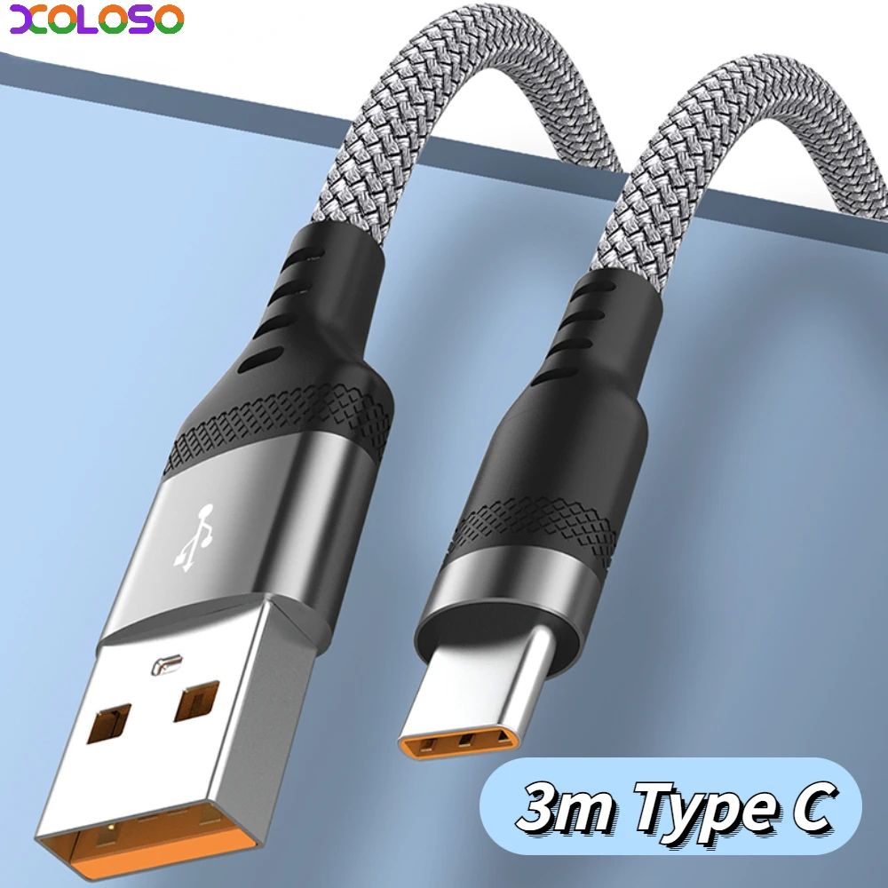 USB C Type C Cable Ultra Long Mobile Phone Fast Charging Data Cord 3m For Samsung S22 Xiaomi 12 Pro Poco F5 F3 X4 Oneplus OPPO