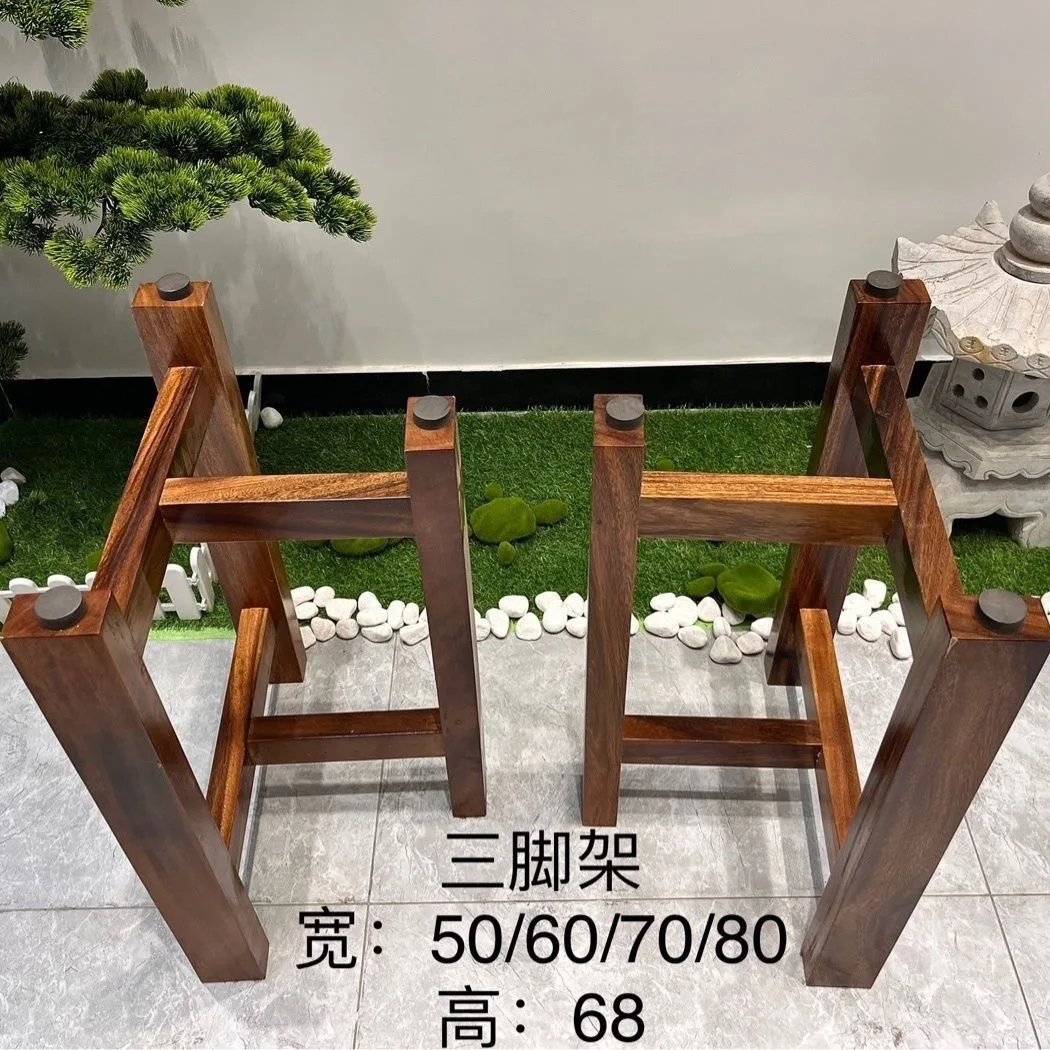Suporte de perna de mesa de madeira maciça grande tripé Okan nogueira mesa de chá perna suporte de mesa perna de suporte de mesa