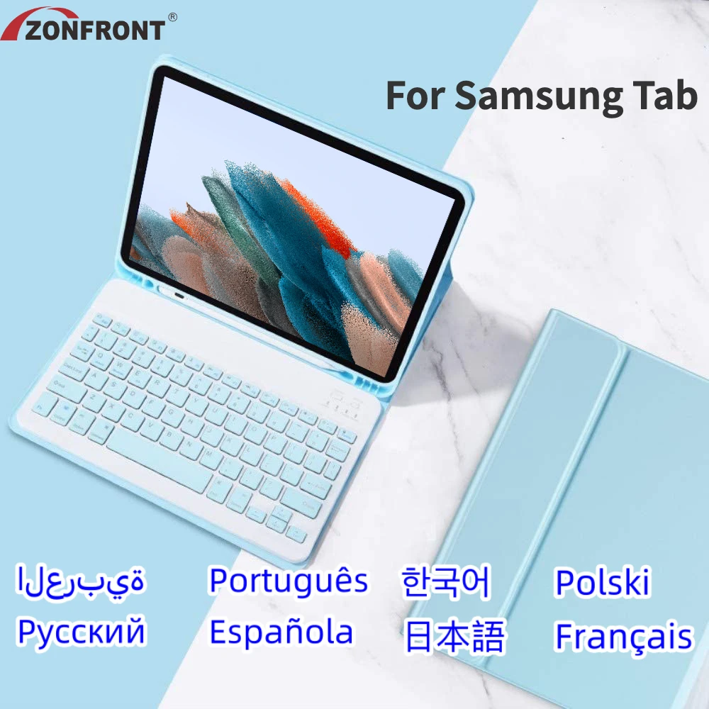 Wireless Bluetooth Keyboard Case for Samsung Galaxy Tab A8 10.5 Inch 2022 (SM-X200/X205/X207) Removable Keyboard Case Funda