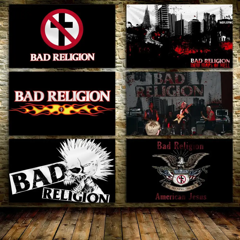 Bad Religion Punk Rock Band Flaggen, individuelles Wandbehang-Kunstbanner für Schlafzimmer, Zuhause, Wohnzimmer, Outdoor-Dekoration