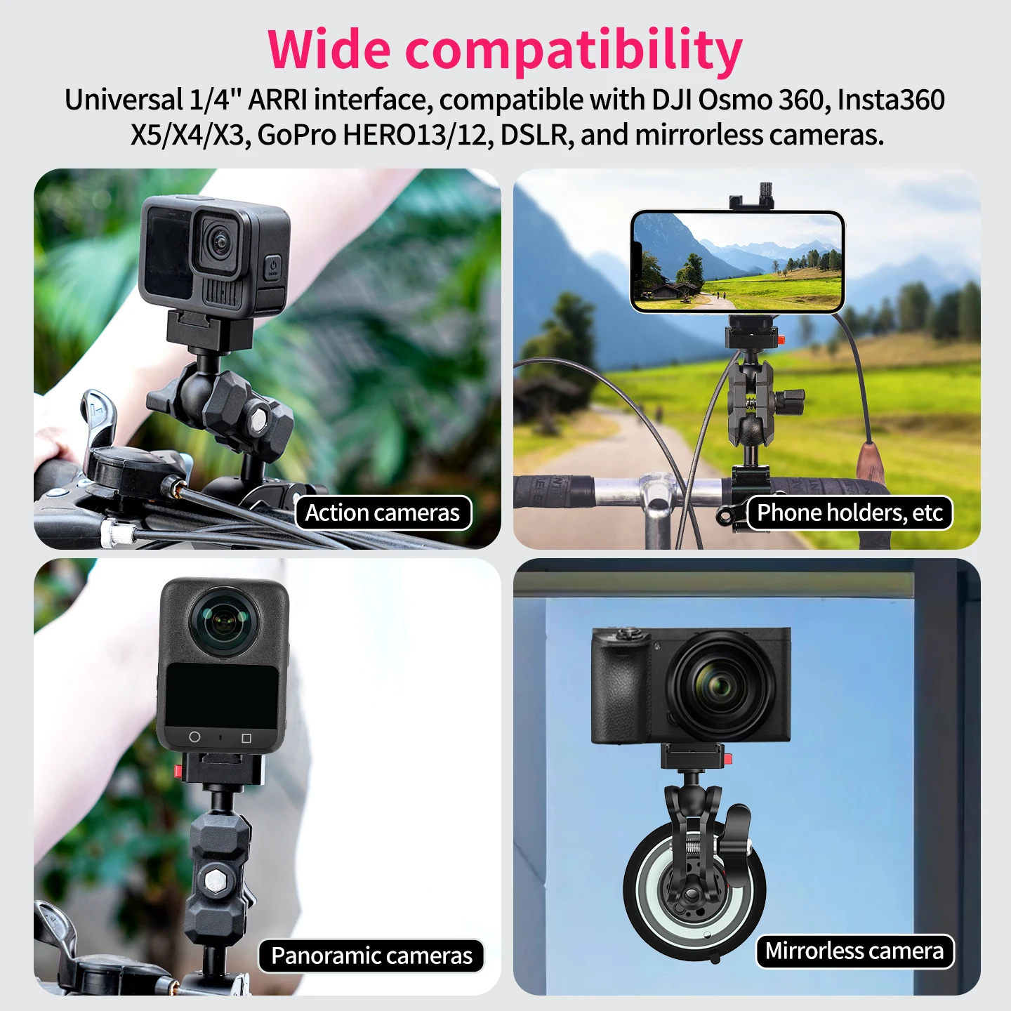 1-Zoll-Kugelkopf-Schnellverschluss-Halterung, 360° verstellbar, keine Blockierung, für Panoramakamera Insta360 X3 X4 X5 für DJI OSMO Pocket Gimbal – Detail 12
