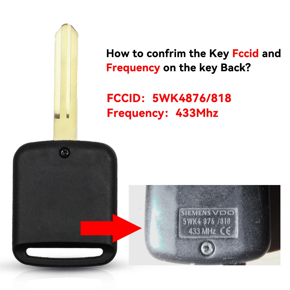 Remote Key Fob For Nissan Elgrand X-TRAIL Qashqai Navara Micra Note NV200 5WK4876/818 ID46 PCF7946 Chip 2 Button 433Mhz