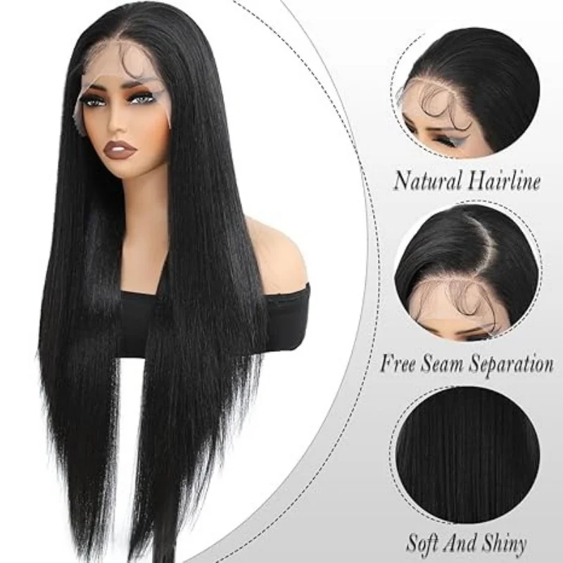 36 40 pollici Parrucche diritte per capelli umani 13x4 Frontale HD Parrucche in pizzo Densità 220 Parrucche naturali Per le donne 100 parrucche vere capelli umani