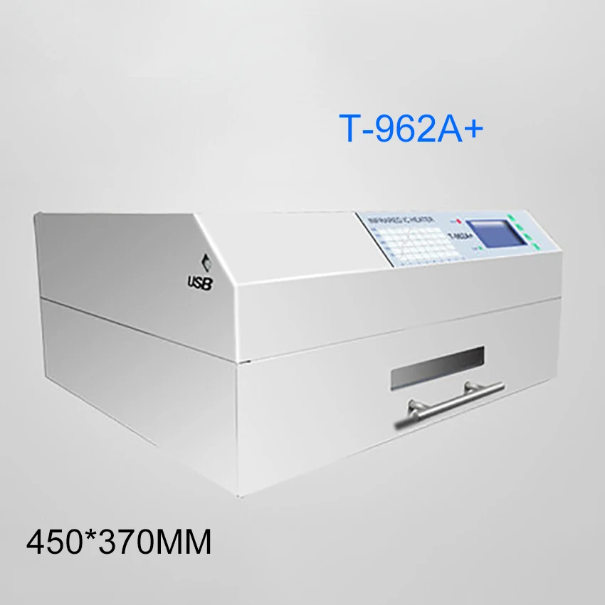 

2300W T-962A+ Desktop Reflow Oven Infrared IC Heater Soldering Machine 450*370mm For Bga SMD SMT Rework Station Mini Solder 220V