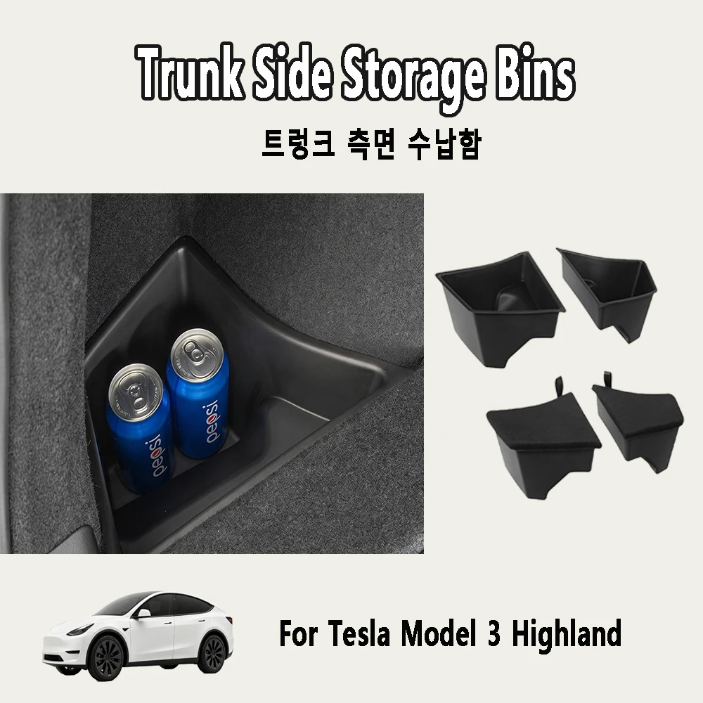 Car Trunk Organizer Side Storage Box Travel Accessories For Tesla Model 3 Highland 1:1 Official Design Trunk Storage Bins Parts