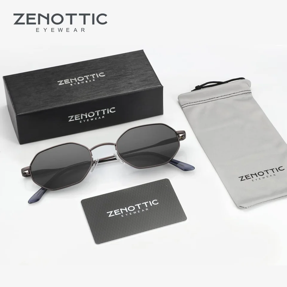 ZENOTTIC Retro Small Polygon Polarized Sunglasses Women Metal