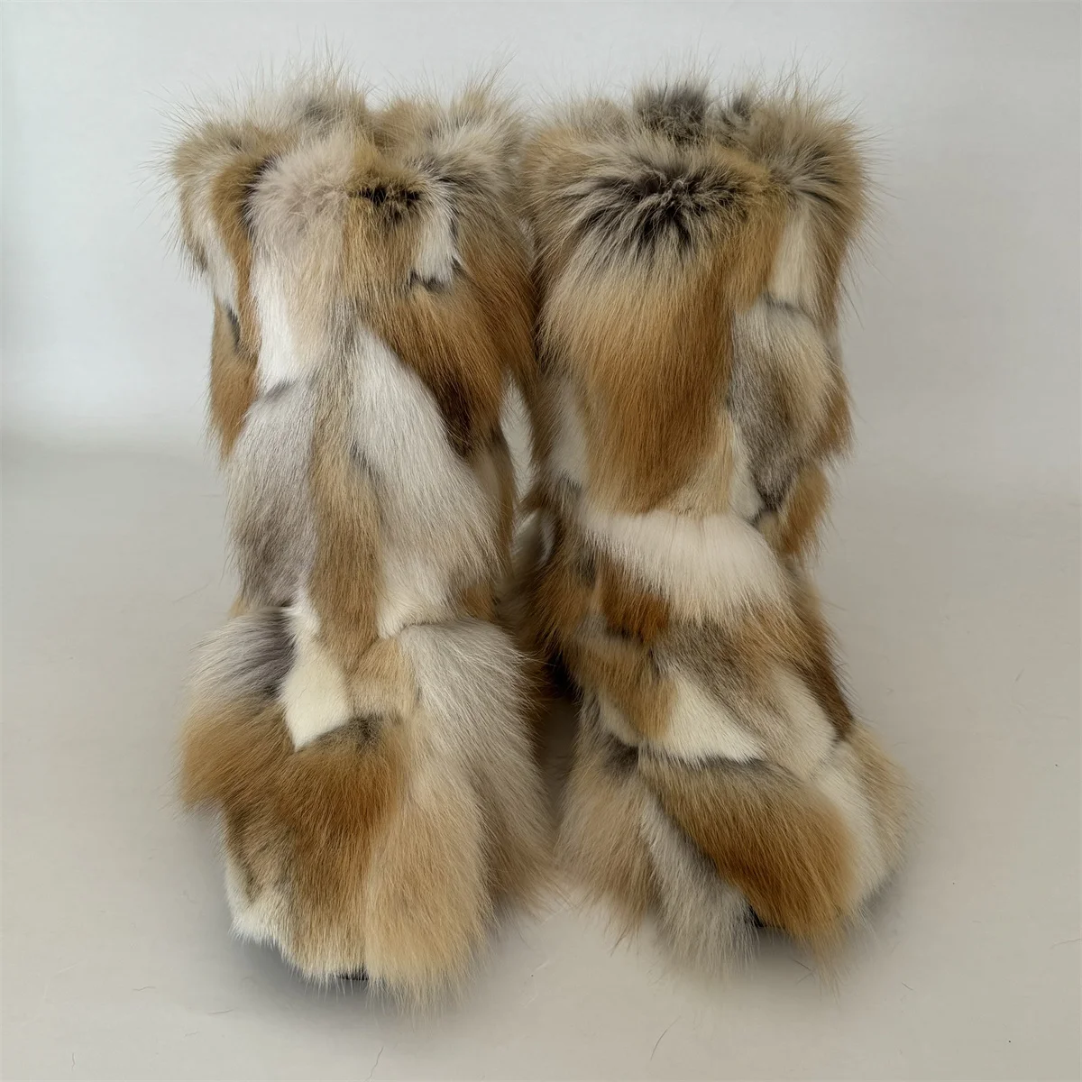 Winter Shoe Women's Winter Fluffy Real Fox Fur Boots Woman Plush Warm Snow Boots Luxury Footwear Girls' Furry Fur Bottes Fashion