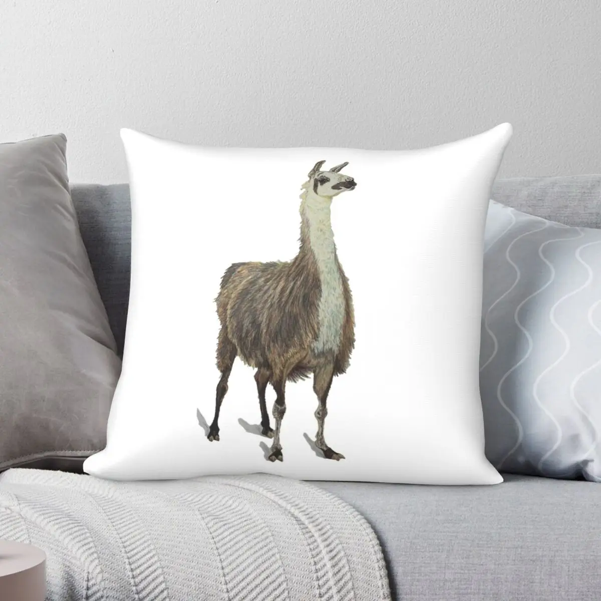 Regal Llama Square Pillowcase Polyester Linen Velvet Creative Zip Decor Car Cushion Cover 18