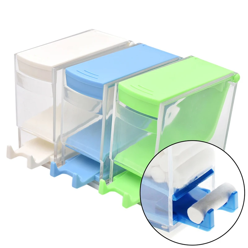 

Dental Cotton Roll Dispenser Holder Press Type Box Holder Dental White Blue Color Orthodontics Products Dentistry Lab Supplies