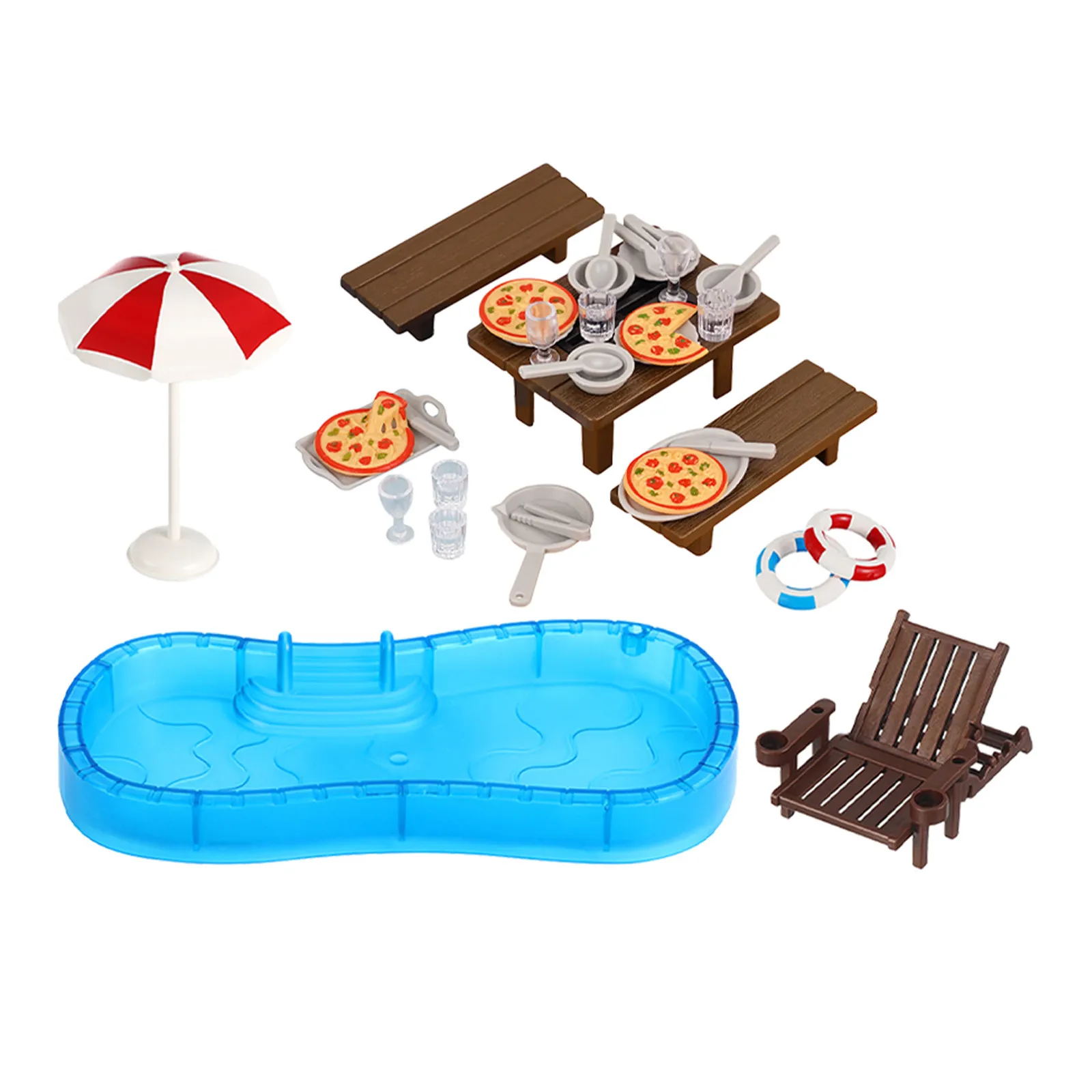 

2Sets Realistic Mini Beach Furniture Set Pool Ring Chair for Dollhouse Accessories Mini House Decoration DIY Miniature Kit