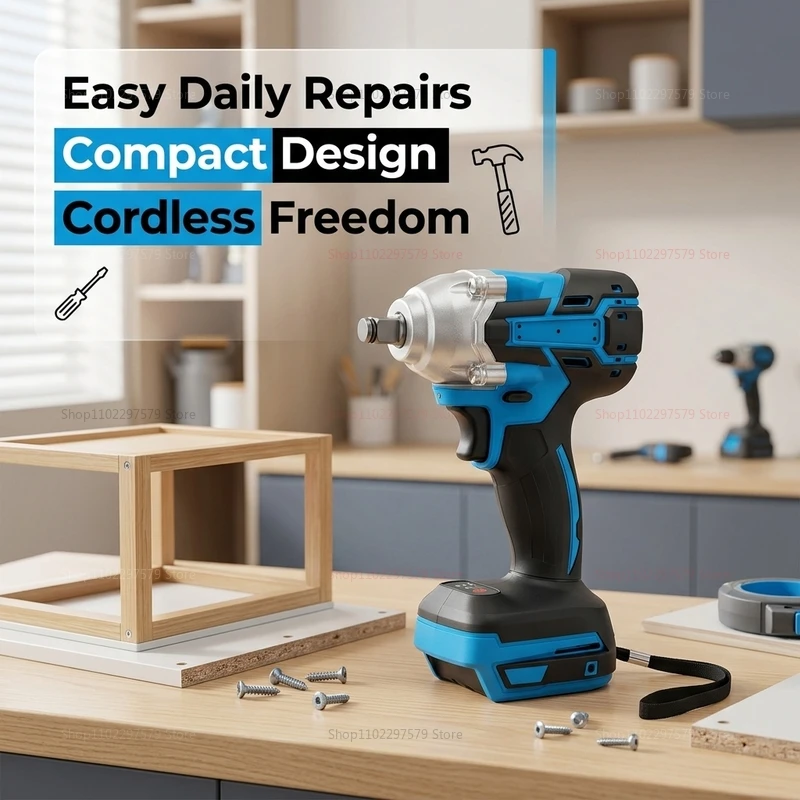 

Cordless Electric Impact Wrench Brushless Hand Drill Power Tool for Automotive Repair Construction Home Use No Battery Included