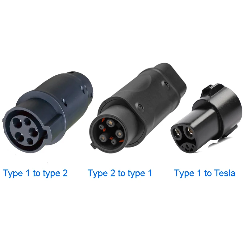 32A 60A EVSE Adaptor Type 1 to Type 2 EV Adapter Convertor SAE J1772 to Tesla EV Charger Connector for type 2 Electric Car Use