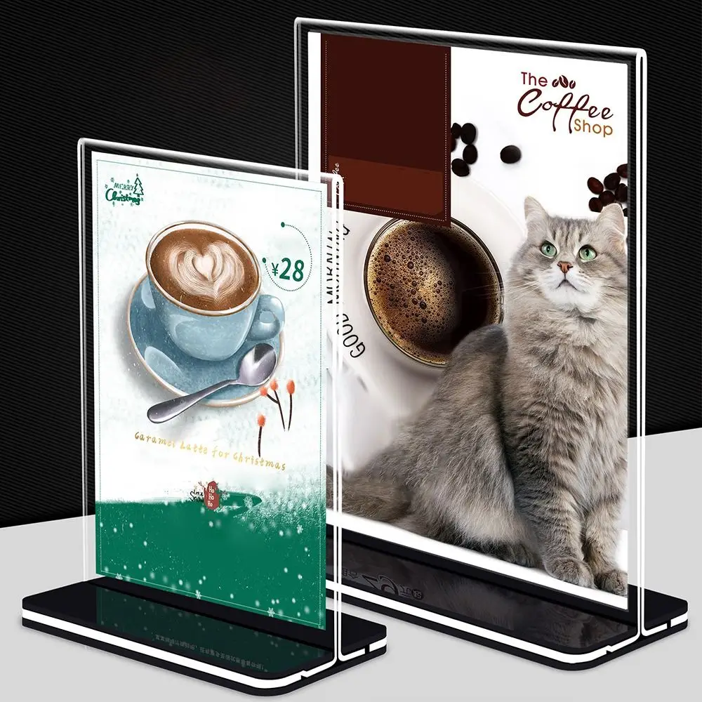 Transparent Acrylic Panel Menu Display Stand A4 Vertical Table Card Sign Collection Photo Protection Holder Album Postcard