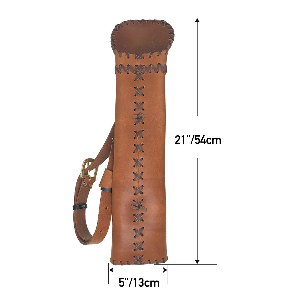 Archery Bow and Arrows  Quiver Handmade Archery Leather Quiver Hanging Waist Style Arrow Bag for Horseback Archery