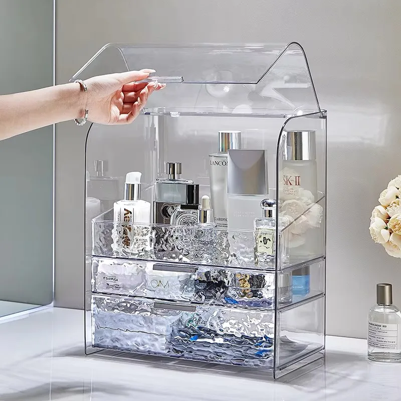 Luxurious Water Ripple Makeup Storage Box for Face Masks Lipsticks Skincare Products Organization - Elegant and Functional