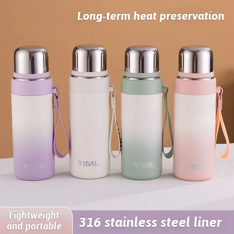 

600/750ml Water Bottle Stainless Steel Thermos Bottle Keeps Cold and Heat Thermal Mug Tumbler Large Capacity Portable Vacuum Cup