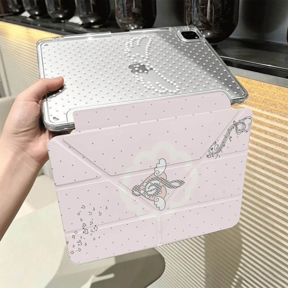 Ins Polka Dot Musical Note Angel Wings Cover For iPad Pro 13 11th M5 M4 12.9 A16 10 8 7 9th 10th Air 11 M2 M3 Mini Tablet Case