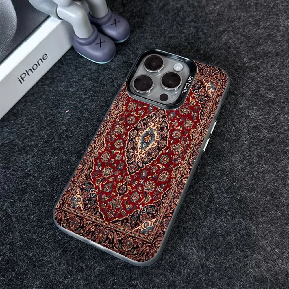 Persian Carpet Floral Pattern Phone Case IMD Color Silver Shell Phone Case For IPhone 17 Pro Max 16 E15 14 13 12  Plus - náhled 5