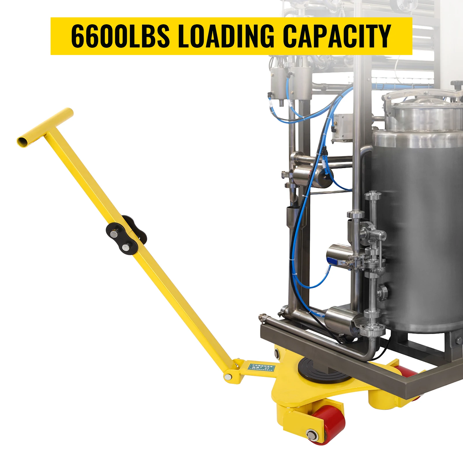 VEVOR Industrial Machinery Mover Trolley 6600Lbs Mover Skates With 3 Swivel Rollers 360 Degree Rotation for Transporting Cargo
