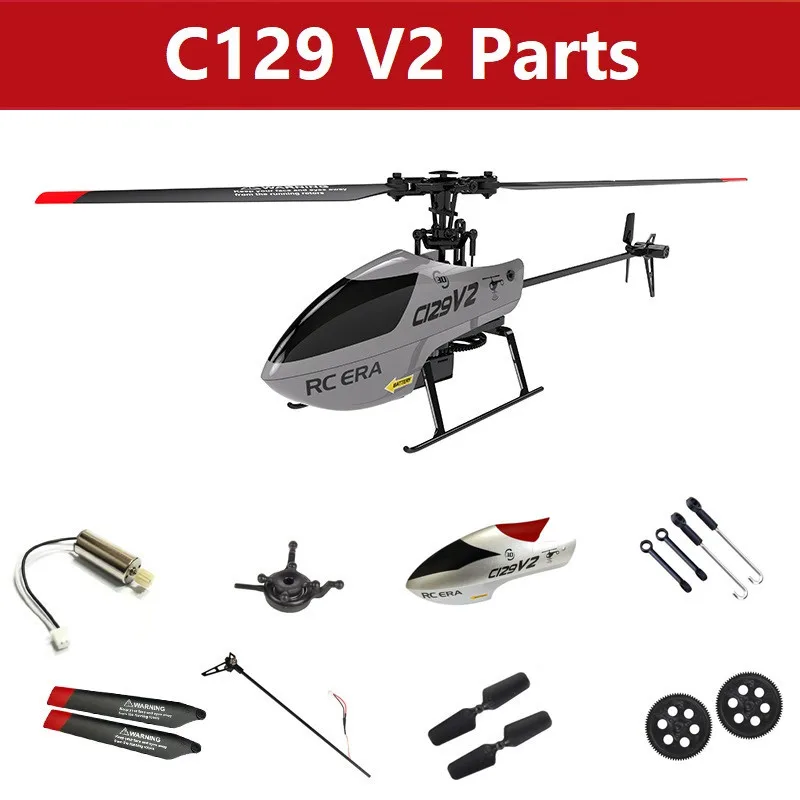 Lista de piezas de repuesto para RC ERA C129V2 4CH RC helicóptero dosel marco principal engranaje Motor hoja receptor Servo C129 v2 Accesorios