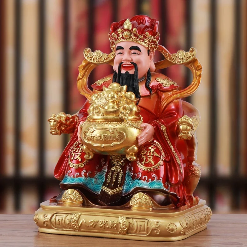 Exquisite resin treasure pot God of Wealth statue home and office offerings Feng Shui wealth and auspicious Decoration