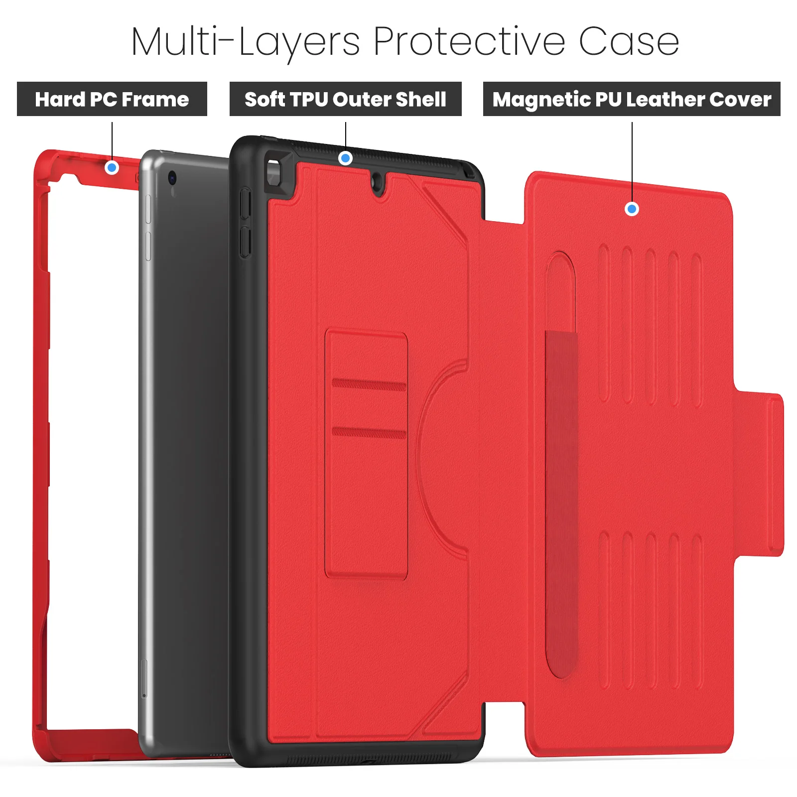 Case for iPad 10.2 10.9 10th Pro 9.7 Air 2 Pro 11 Air 4/5 10.9 2022 - Protective, Ultra Thin, Magnetic Stand, Sleep/Wake Cover
