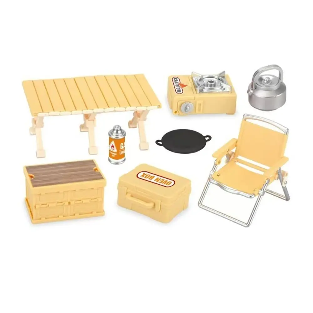 시뮬레이션 모델 미니어처 캠핑 피크닉 세트 역할놀이 1:12 인형의 집 접이식 의자 가스 스토브 모델 조기 교육 카와이