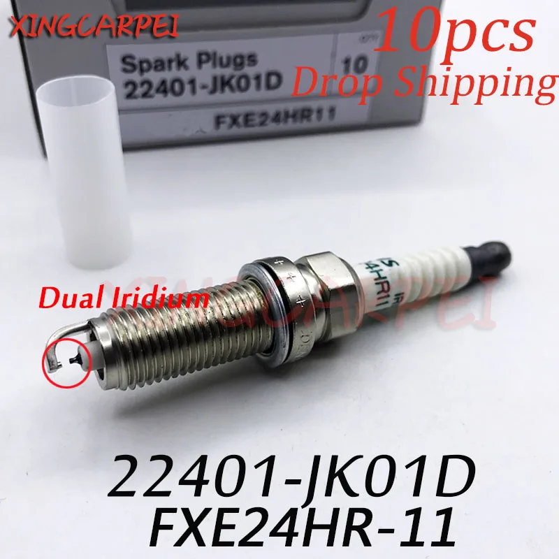 FXE24HR-11 de bujía Dual de iridio para Nissan, modelos 22401-JK01D, 370Z, Infiniti, Q70, QX50, 3,7, FXE24HR-11, 3457 y 1305, 10 unidades