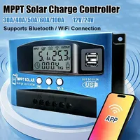 Bluetooth/WiFi Solar Panel Charge Controller Automatic Focusing MPPT Tracking Charging 30/40/50/60/100A Solar Panel Controller