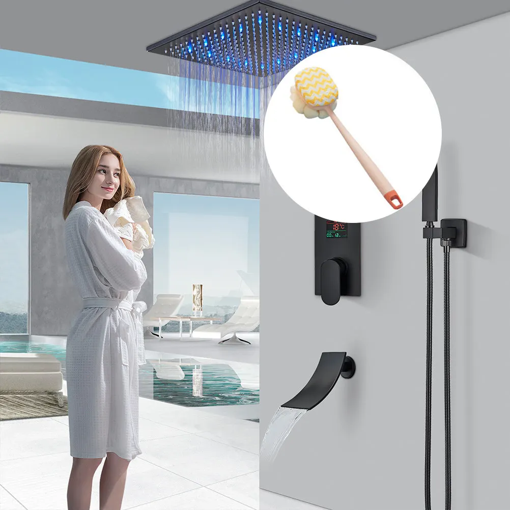 Double-Side Body Scrubber Shower Brush with Long Handle for Exfoliating Back Bathing Massage Skin Smoothing Blood Circulation