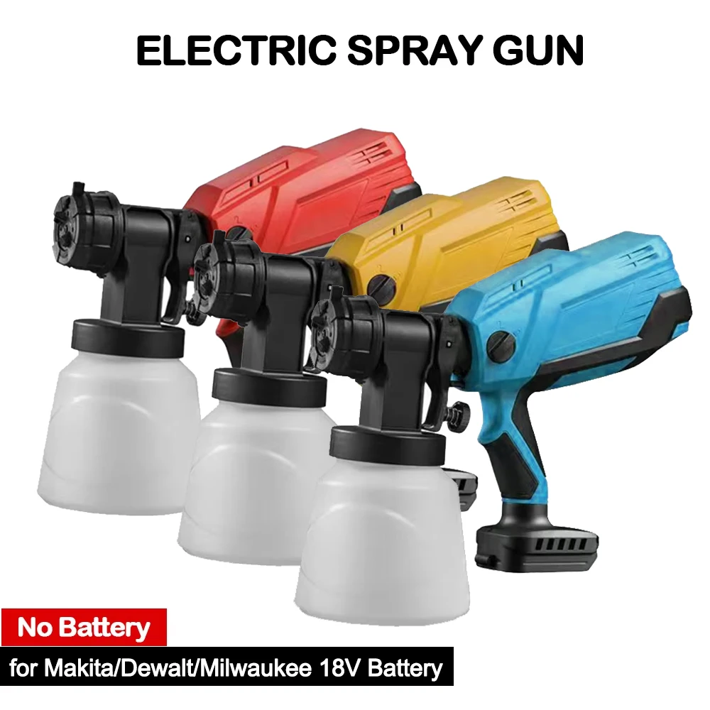 Electric Spray Gun 1000ML Cordless Paint Spray Auto Furniture Steel Coating Airbrush Fit Makita/Dewalt/Milwaukee 18V Battery