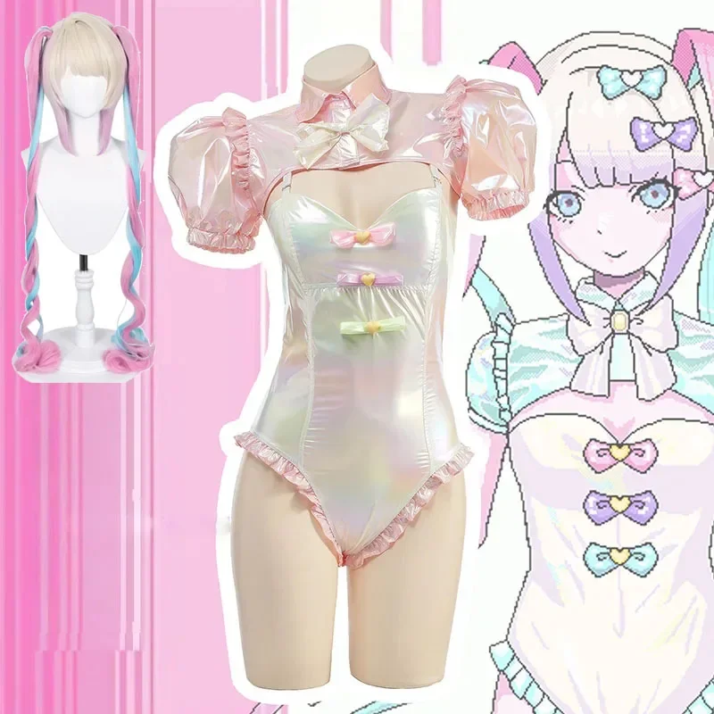 Game NEEDY GIRL OVERDOSE KAngel Cosplay Bodysuit Anime Laser Swimsuit Doujin Costumes Pink Cute Role Play Outfits Halloween Suit