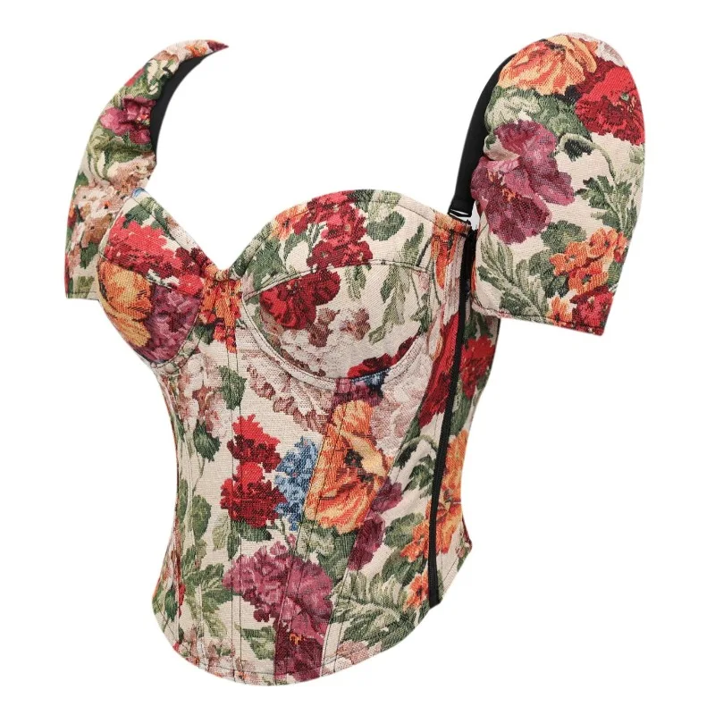 مشد نسائي عتيق على شكل هيكل السمكة بتصميم كلاسيكي مع أكمام قابلة للفصل لتنحيف الخصر #2