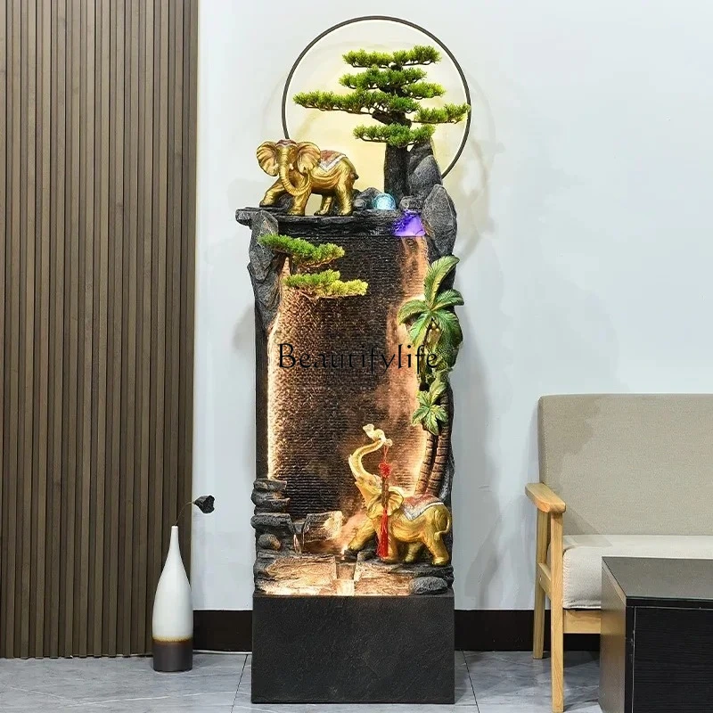 

Elephant lucky water fountain ornament circulating water water curtain wall landing opening housewarming gifts