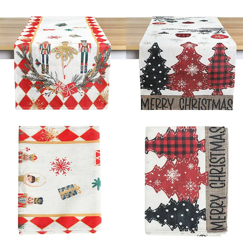 

Christmas Tablecloth Linen Rectangular Xmas Tree Snowflake Table Cover Winter Wedding Party Christmas Navidad Dinner Table Decor