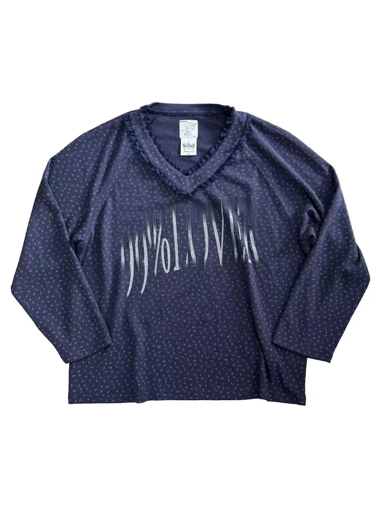 

FourFor 99 Lover Baby Jersey с цветочным кружевом для гольфа irt, повседневная хлопковая длинная футболка с принтом V-Ne для женщин