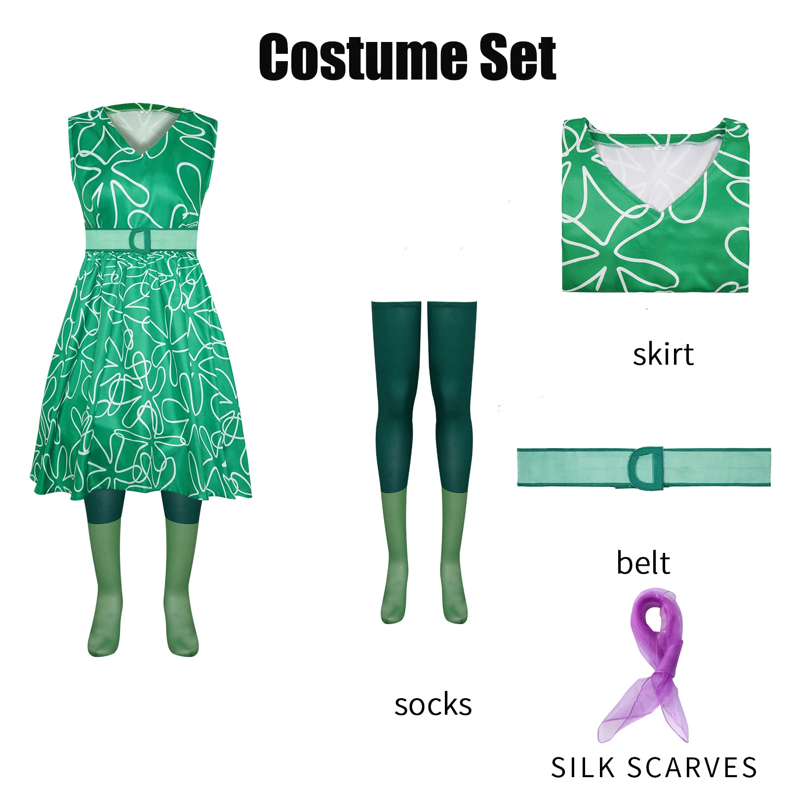 green dress for disgust costume Movie Disgust Kids Children Green Dress Cosplay Costume Outfits Hallow –  TrendsinCosplay