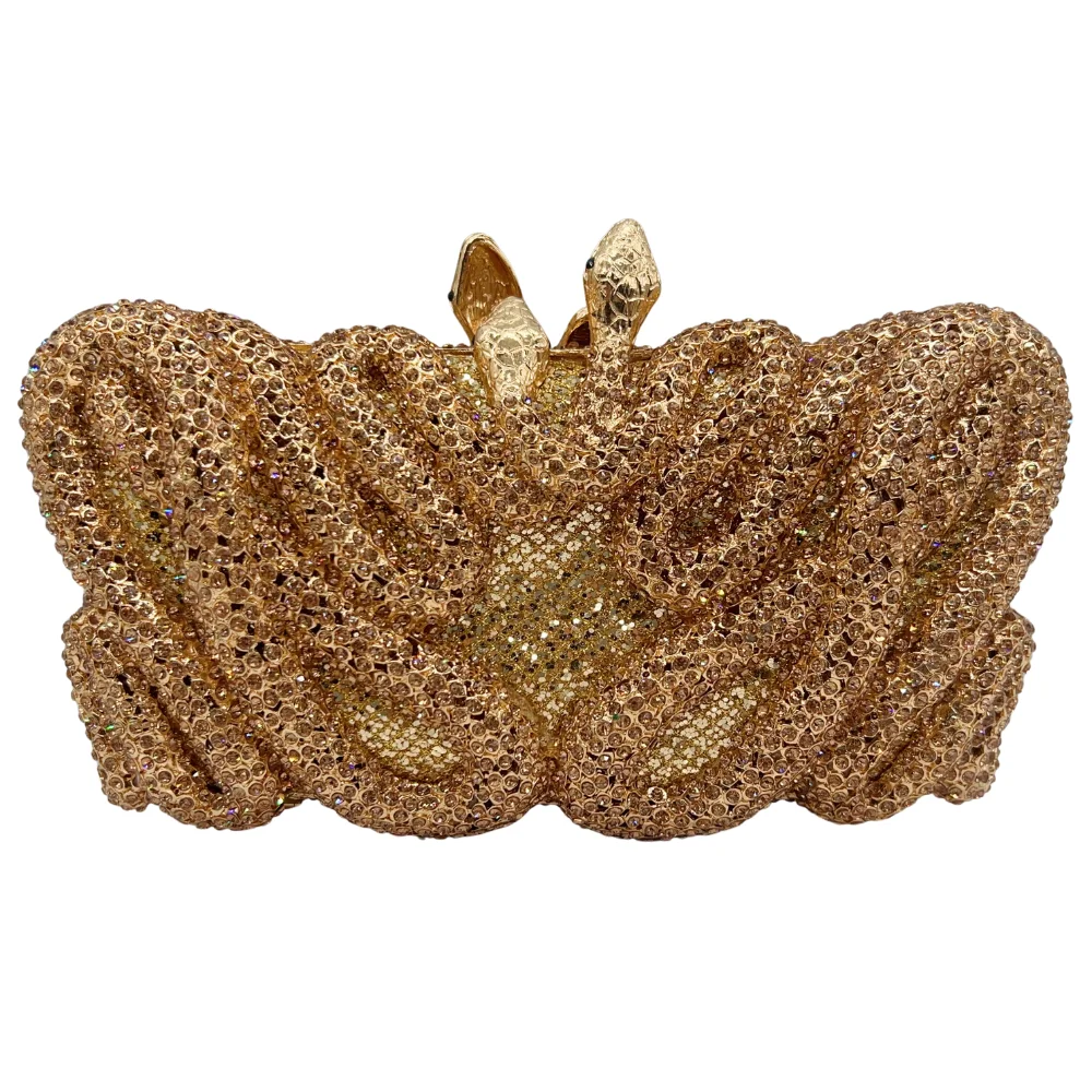 

Hot Selling Luxury Serpentine Full Diamond Sparkling Beaded Rhine Stone Lady Wedding Evening Gift Pack