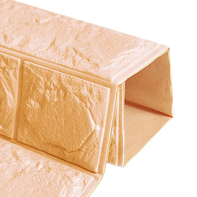 3D Brick Self-Adhesive Wall Sticker Panel Cracker Khaki Size 60x60cm Soundproof Waterproof Wall Decor for Bedroom Living Room