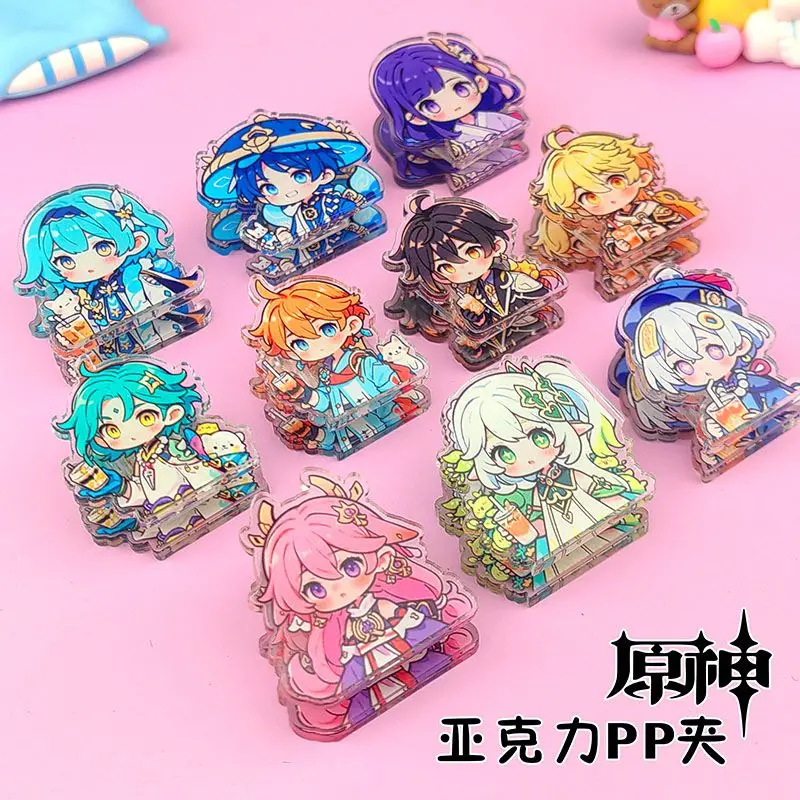 

20Pc/set Anime Genshin Impact Balladeer Yae Miko Cute PP Clip Binder Clip Clamp File Index Photo Stationery Storage Gifts Girls