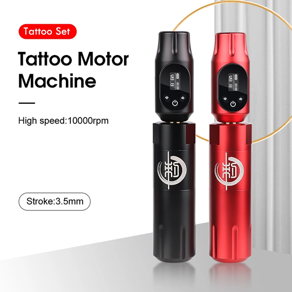 Long Lasting Wireless Tattoo Machine Pen Kit Rotary Motor Machine With 2000 mAh Tattoo Battery LED Display For Tattoo Artist