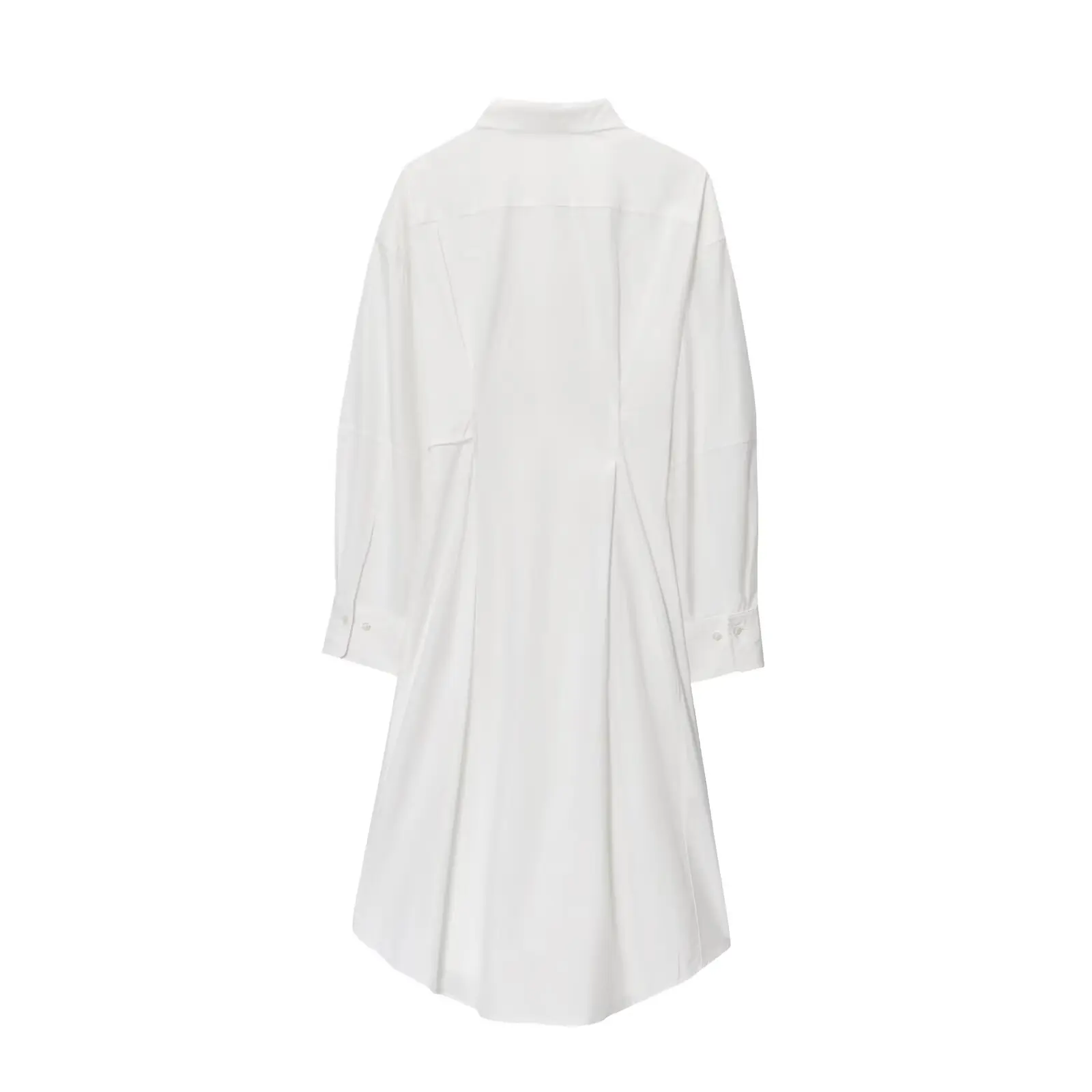 BSAY abito a camicia bianca grande estate nuovo risvolto a maniche lunghe sciolto asimmetrico popeline veste chic abiti da sera eleganti francesi