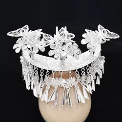 Miao Feng Butterfly Flower Tassel Pendant Headwear Flower Beads Hair Pins Handmade butterfly Jewelry