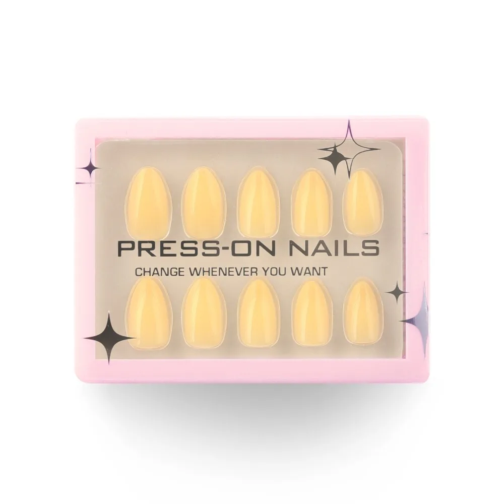 

Manicure Long Almond False Nails Simple French Press on Nails Solid Color Detachable Fake Nails DIY