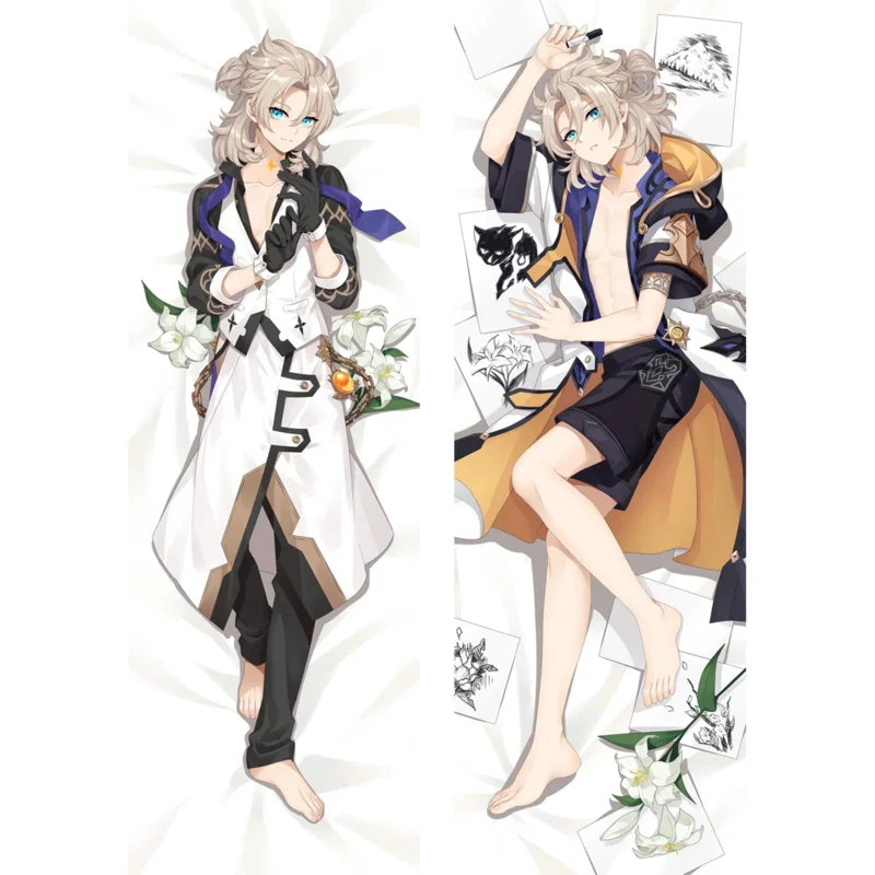 Genshin Impact Albedo Cosplay Dakimakura Pillowcase Albedo Peachskin Hugging Body Pillow Case Otaku Pillow Cover Home Decoration