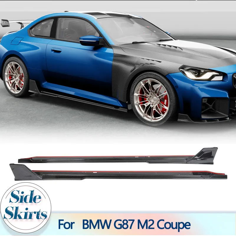 

Car Side Skirts Extensions for BMW G87 M2 Coupe 2-Door 2022 2023 Prepreg Dry Carbon Racing Door Bumper Apron Lip Body Kits