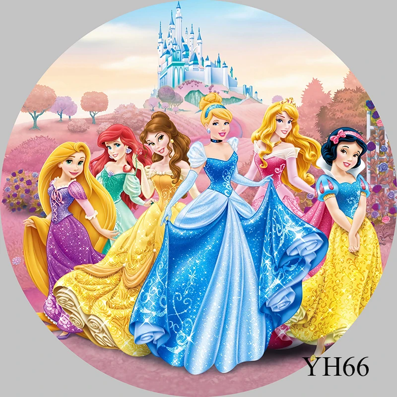 Castle Princess Round Backdrop For Photography Girls Fairy Table Birthday Party Circle Background Elastic Photo Studio Custom