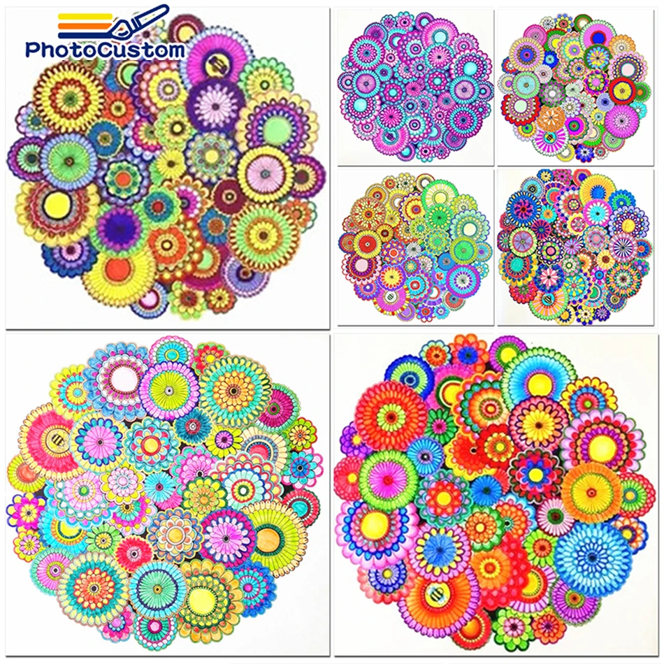 

PhotoCustom 60x75cm Paint By Number For Adults Flower Mandala On Canvas Painting DIY Crafts Kits For Home Decor Wall Art Gift